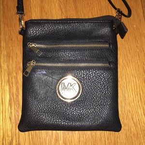 Michael Kors black leather cross body bag